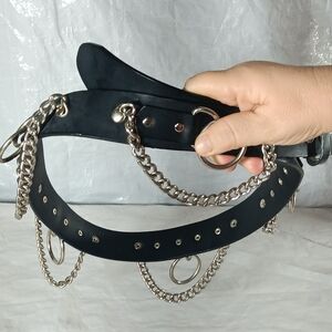 Hot Topic Black Belt with Stainless Steel Chains